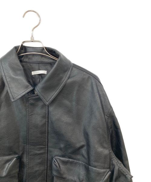 WYM LIDNM（ウィム バイ リドム）WYM LIDNM (ウィム バイ リドム) ARTIFICIAL GRAIN SHORT BLOUSON/アーティフィシャルグレインショートブルゾン ブラック サイズ:SIZE Mの古着・服飾アイテム