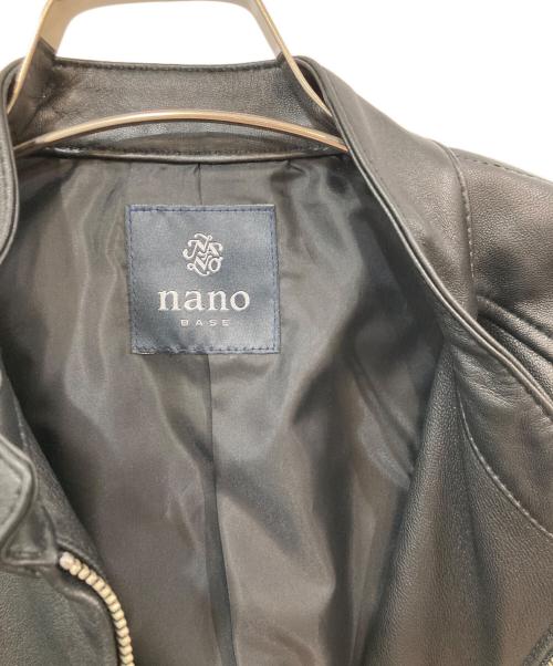NANO BASE（ナノベース）NANO BASE (ナノベース) ラムレザーシングルライダースジャケット ブラック サイズ:Lの古着・服飾アイテム