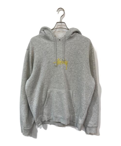stussy（ステューシー）stussy (ステューシー) ロゴ刺繍 プルオーバーパーカー グレー サイズ:SIZE Lの古着・服飾アイテム