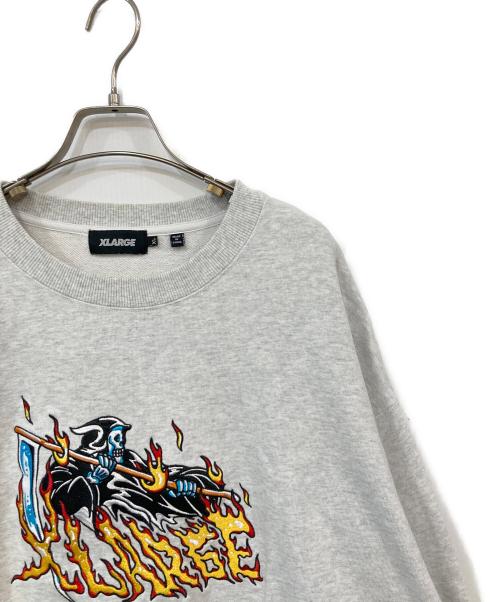 X-LARGE（エクストララージ）X-LARGE (エクストララージ) 炎上死神トレーナートレーナー グレー サイズ:SIZE XLの古着・服飾アイテム