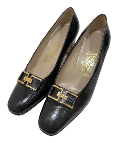 Salvatore Ferragamo（サルヴァトーレ フェラガモ）Salvatore Ferragamo (サルヴァトーレ フェラガモ) ヒールパンプス ブラック サイズ:6 1/2の古着・服飾アイテム