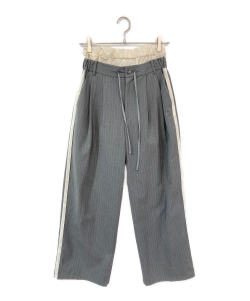 MAISON SPECIAL（メゾンスペシャル）MAISON SPECIAL (メゾンスペシャル) レイヤードダブルウエストサイドラインパンツ グレー サイズ:SIZE 38の古着・服飾アイテム