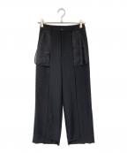 UN3D.アンスリード）の古着「アンスリード ポケット切替オーガンジー スリットパンツ」｜ブラック