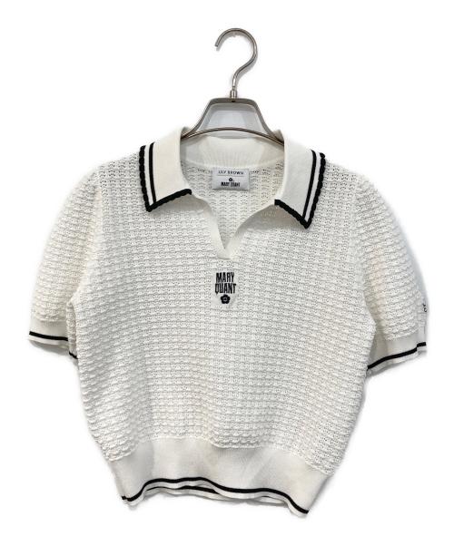Lily Brown（リリーブラウン）Lily Brown (リリーブラウン) MARY QUANT (マリークヮント) シアーポロニット ホワイト サイズ:SIZE Freeの古着・服飾アイテム