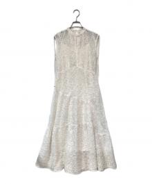 FRAY ID（フレイ アイディー）の古着「フリンジジャガードティアードワンピース」｜ホワイト