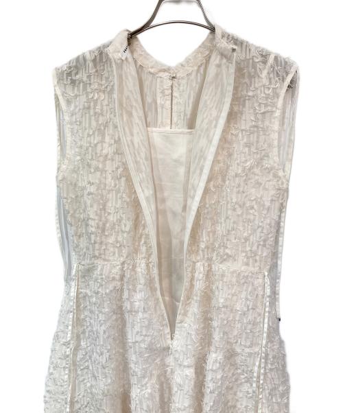 FRAY ID（フレイ アイディー）FRAY ID (フレイ アイディー) フリンジジャガードティアードワンピース ホワイト サイズ:1の古着・服飾アイテム