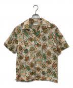 DROLE DE MONSIEURドロール ド ムッシュ）の古着「総柄オープンカラーシャツ」｜オレンジ