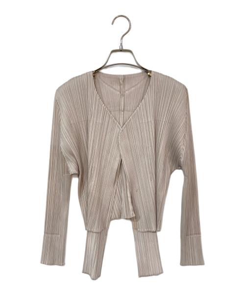 PLEATS PLEASE（プリーツプリーズ）PLEATS PLEASE (プリーツプリーズ) プリーツカーディガン ベージュ サイズ:3の古着・服飾アイテム