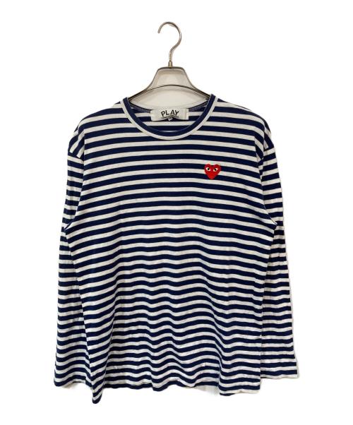 COMME des GARCONS（コムデギャルソン）COMME des GARCONS (コムデギャルソン) ボーダーロングスリーブカットソー ブルー サイズ:XXLの古着・服飾アイテム