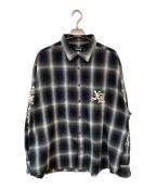 X-LARGEエクストララージ）の古着「OLD ENGLISH L/S FLANNEL SHIRT/オールドイングリッシュL/Sフランネルシャツ」｜ブラック