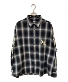 X-LARGE（エクストララージ）の古着「OLD ENGLISH L/S FLANNEL SHIRT/オールドイングリッシュL/Sフランネルシャツ」｜ブラック