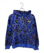 stussyステューシー）の古着「ハイビスカス柄ジップパーカー」｜ブルー