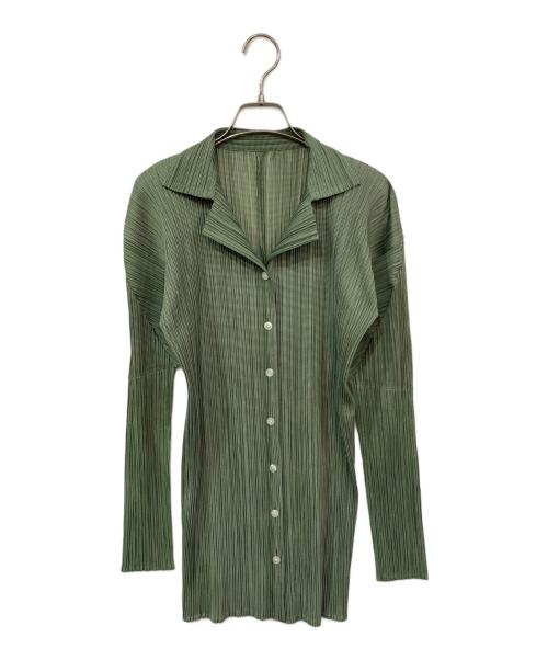 PLEATS PLEASE（プリーツプリーズ）PLEATS PLEASE (プリーツプリーズ) プリーツカーディガン グリーン サイズ:SIZE 3の古着・服飾アイテム