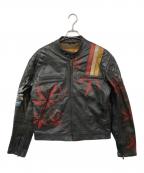 BELSTAFFベルスタッフ）の古着「プリントシングルライダース」｜ブラック