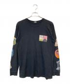 stussyステューシー）の古着「長袖プリントtシャツ」｜ブラック