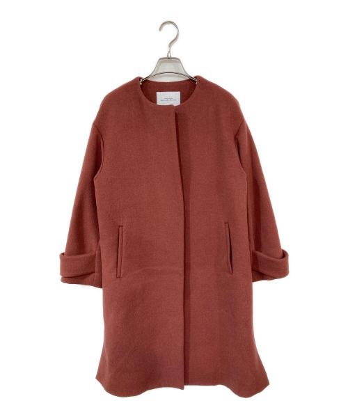 green label relaxing（グリーンレーベルリラクシング）green label relaxing (グリーンレーベルリラクシング) アンゴラビーバー スリット ノーカラー コート レッド サイズ:36の古着・服飾アイテム