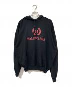 BALENCIAGAバレンシアガ）の古着「BBロゴプリントプルオーバーパーカー」｜ブラック