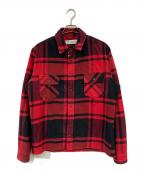 OFFWHITEオフホワイト）の古着「STENCIL FLANNEL SHIRT/ステンシルフランネルシャツ」｜レッド