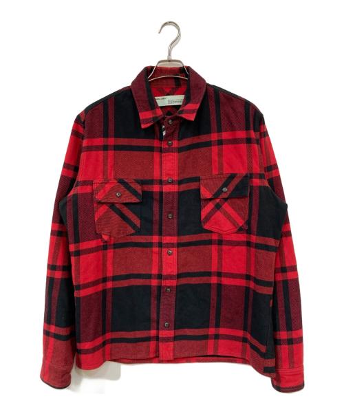 OFFWHITE（オフホワイト）OFFWHITE (オフホワイト) STENCIL FLANNEL SHIRT/ステンシルフランネルシャツ レッド サイズ:SIZE Lの古着・服飾アイテム