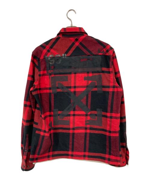 OFFWHITE（オフホワイト）OFFWHITE (オフホワイト) STENCIL FLANNEL SHIRT/ステンシルフランネルシャツ レッド サイズ:SIZE Lの古着・服飾アイテム