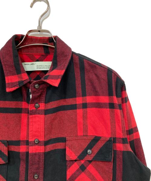 OFFWHITE（オフホワイト）OFFWHITE (オフホワイト) STENCIL FLANNEL SHIRT/ステンシルフランネルシャツ レッド サイズ:SIZE Lの古着・服飾アイテム