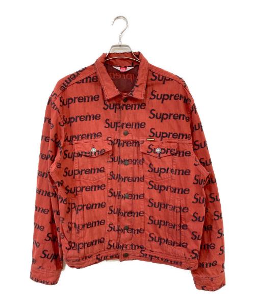 SUPREME（シュプリーム）SUPREME (シュプリーム) Frayed Logos Denim Trucker Jacket/フレイドロゴズデニムトラッカージャケット レッド サイズ:SIZE Lの古着・服飾アイテム