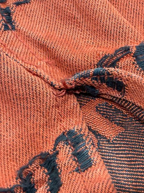 SUPREME（シュプリーム）SUPREME (シュプリーム) Frayed Logos Denim Trucker Jacket/フレイドロゴズデニムトラッカージャケット レッド サイズ:SIZE Lの古着・服飾アイテム