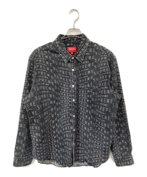 SUPREME（シュプリーム）SUPREME (シュプリーム) Warp Jacquard Logos Denim Shirt/ラップジャカードロゴスデニムシャツ ブラック サイズ:SIZE Mの古着・服飾アイテム