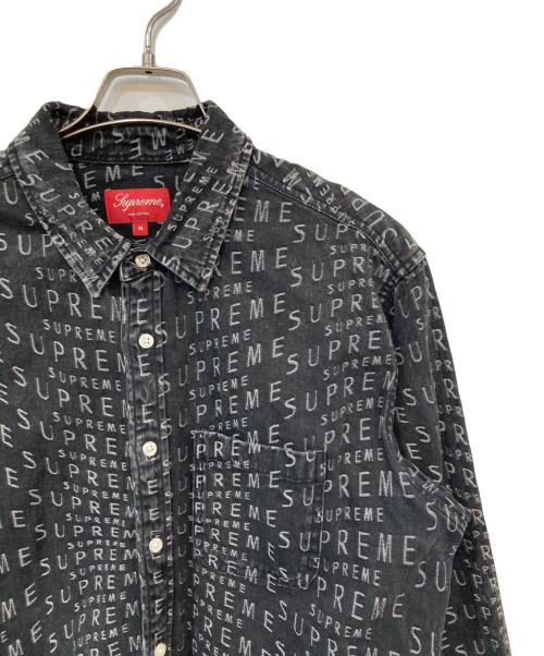 SUPREME（シュプリーム）SUPREME (シュプリーム) Warp Jacquard Logos Denim Shirt/ラップジャカードロゴスデニムシャツ ブラック サイズ:SIZE Mの古着・服飾アイテム