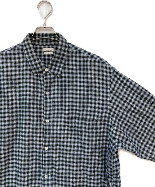 STEVEN ALAN（スティーブンアラン）STEVEN ALAN (スティーブンアラン) 40/1 NEL CHECK REGULAR COLLAR SHIRT-LOOSE/シャツ グリーン×ブラック サイズ:Lの古着・服飾アイテム