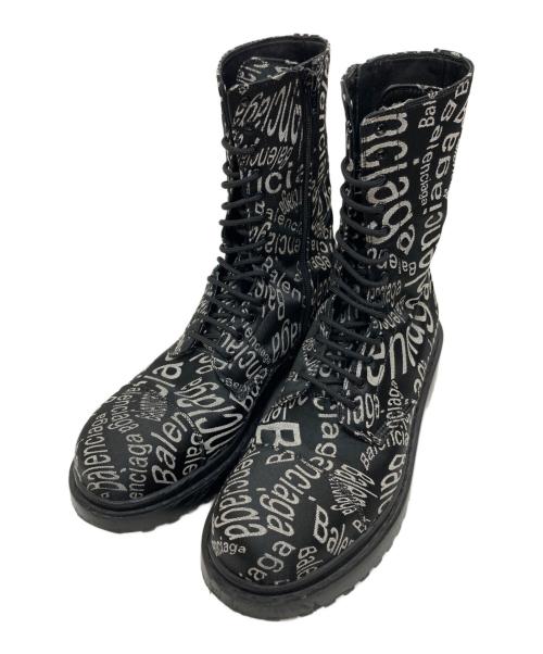 BALENCIAGA（バレンシアガ）BALENCIAGA (バレンシアガ) WAVE LOGO COMBAT BOOT/ウェーブロゴコンバットブーツ ブラック サイズ:SIZE 41の古着・服飾アイテム