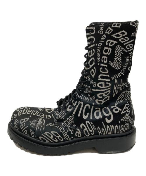 BALENCIAGA（バレンシアガ）BALENCIAGA (バレンシアガ) WAVE LOGO COMBAT BOOT/ウェーブロゴコンバットブーツ ブラック サイズ:SIZE 41の古着・服飾アイテム