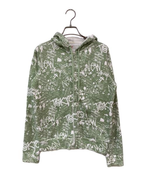 stussy（ステューシー）stussy (ステューシー) ジップパーカー グリーン サイズ:SIZE Mの古着・服飾アイテム