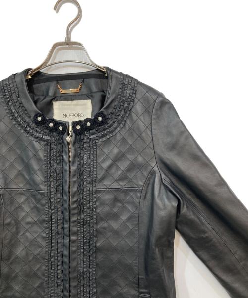 INGEBORG（インゲボルグ）INGEBORG (インゲボルグ) ラムレザーロングコート ブラック サイズ:3の古着・服飾アイテム