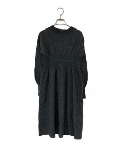 中古・古着通販】amerge. (アメルジュ) ニット切替ワンピース ブラック