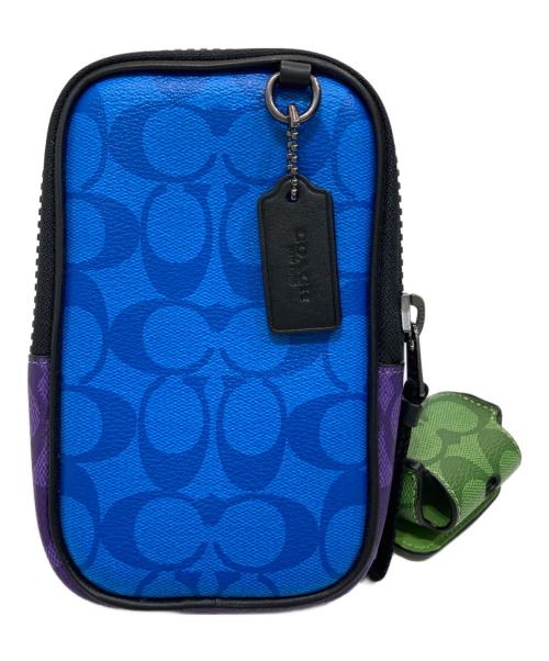 COACH（コーチ）COACH (コーチ) マルチファンクション フォーン パック ブロックド シグネチャー キャンバス ブルーの古着・服飾アイテム