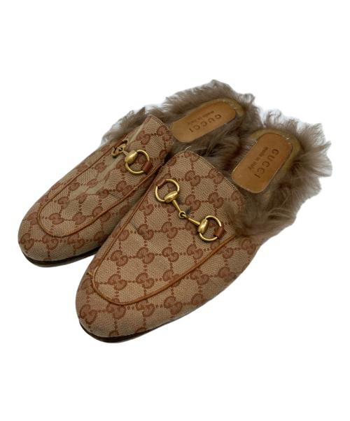 GUCCI（グッチ）GUCCI (グッチ) プリンスタウンホースビット ファー サンダル ベージュ サイズ:SIZE 7の古着・服飾アイテム