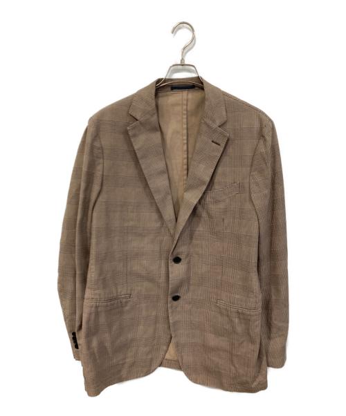 PIOMBO（ピオンボ）PIOMBO (ピオンボ) チェックテーラードジャケット ブラウン サイズ:SIZE 54の古着・服飾アイテム