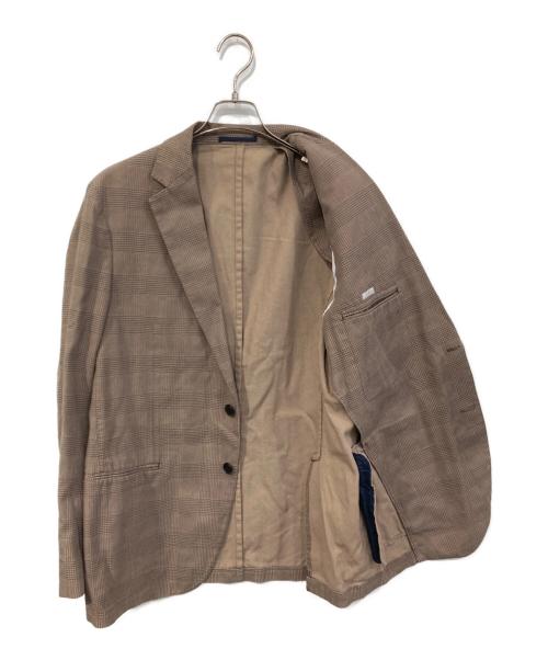 PIOMBO（ピオンボ）PIOMBO (ピオンボ) チェックテーラードジャケット ブラウン サイズ:SIZE 54の古着・服飾アイテム
