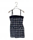 BURBERRY BLUE LABELバーバリー ブルー レーベル）の古着「ﾁｪｯｸキャミソールワンピース」｜ネイビー