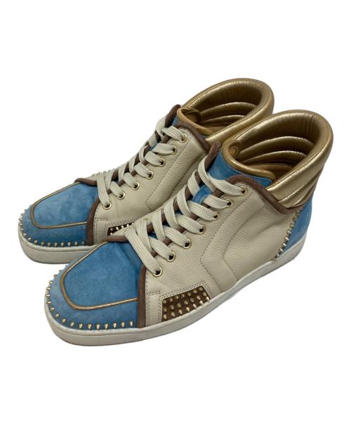 Christian Louboutin（クリスチャン・ルブタン）Christian Louboutin (クリスチャン・ルブタン) スタッズハイカットスニーカー アイボリー×ブルー サイズ:SIZE 40 1/2の古着・服飾アイテム