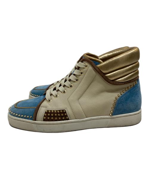 Christian Louboutin（クリスチャン・ルブタン）Christian Louboutin (クリスチャン・ルブタン) スタッズハイカットスニーカー アイボリー×ブルー サイズ:SIZE 40 1/2の古着・服飾アイテム