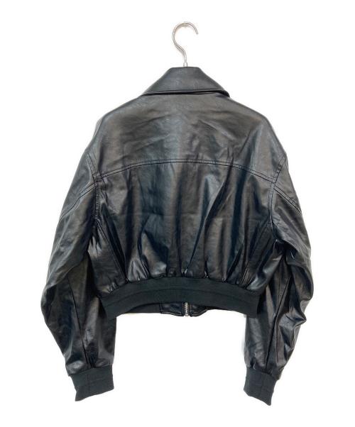 Calvin Klein Jeans（カルバンクラインジーンズ）Calvin Klein Jeans (カルバンクラインジーンズ) クロップドクリンクルフェイクレザージャケット ブラック サイズ:Sの古着・服飾アイテム