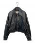Calvin Klein Jeans（カルバンクラインジーンズ）の古着「クロップドクリンクルフェイクレザージャケット」｜ブラック