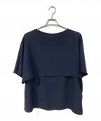 23区ニジュウサンク）の古着「【洗える】ストレッチジョーゼット レイヤー カットソー」｜ネイビー