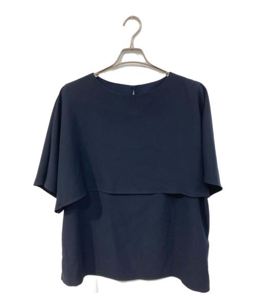23区（ニジュウサンク）23区 (ニジュウサンク) 【洗える】ストレッチジョーゼット レイヤー カットソー ネイビー サイズ:SIZE 46の古着・服飾アイテム