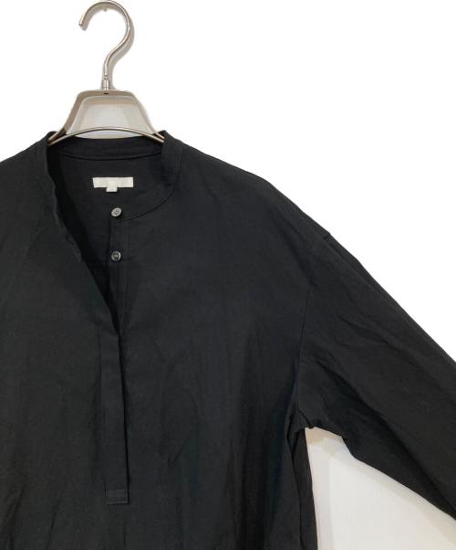 R（アール）R (アール) クリスピーリネンストレッチ 半袖ワンピース ブラック サイズ:40の古着・服飾アイテム
