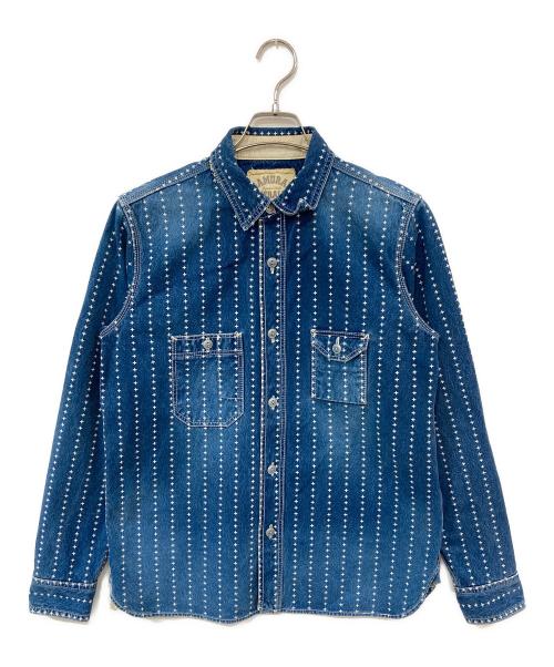 SAMURAI JEANS（サムライジーンズ）SAMURAI JEANS (サムライジーンズ) 手裏剣ウォバッシュワークシャツ インディゴ サイズ:Mの古着・服飾アイテム