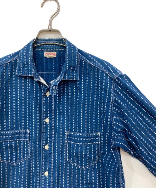 THE REAL McCOY'S（ザ・リアルマッコイズ）THE REAL McCOY'S (ザ・リアルマッコイズ) ハートウォバッシュ ワークシャツ インディゴ サイズ:15の古着・服飾アイテム