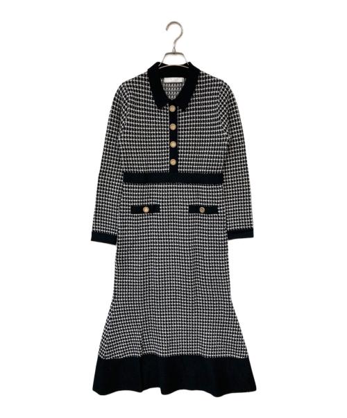 HER LIP TO（ハーリップトゥ）Her lip to (ハーリップトゥ) Buckingham Houndstooth Knit Dress ホワイト×ブラック サイズ:Mの古着・服飾アイテム
